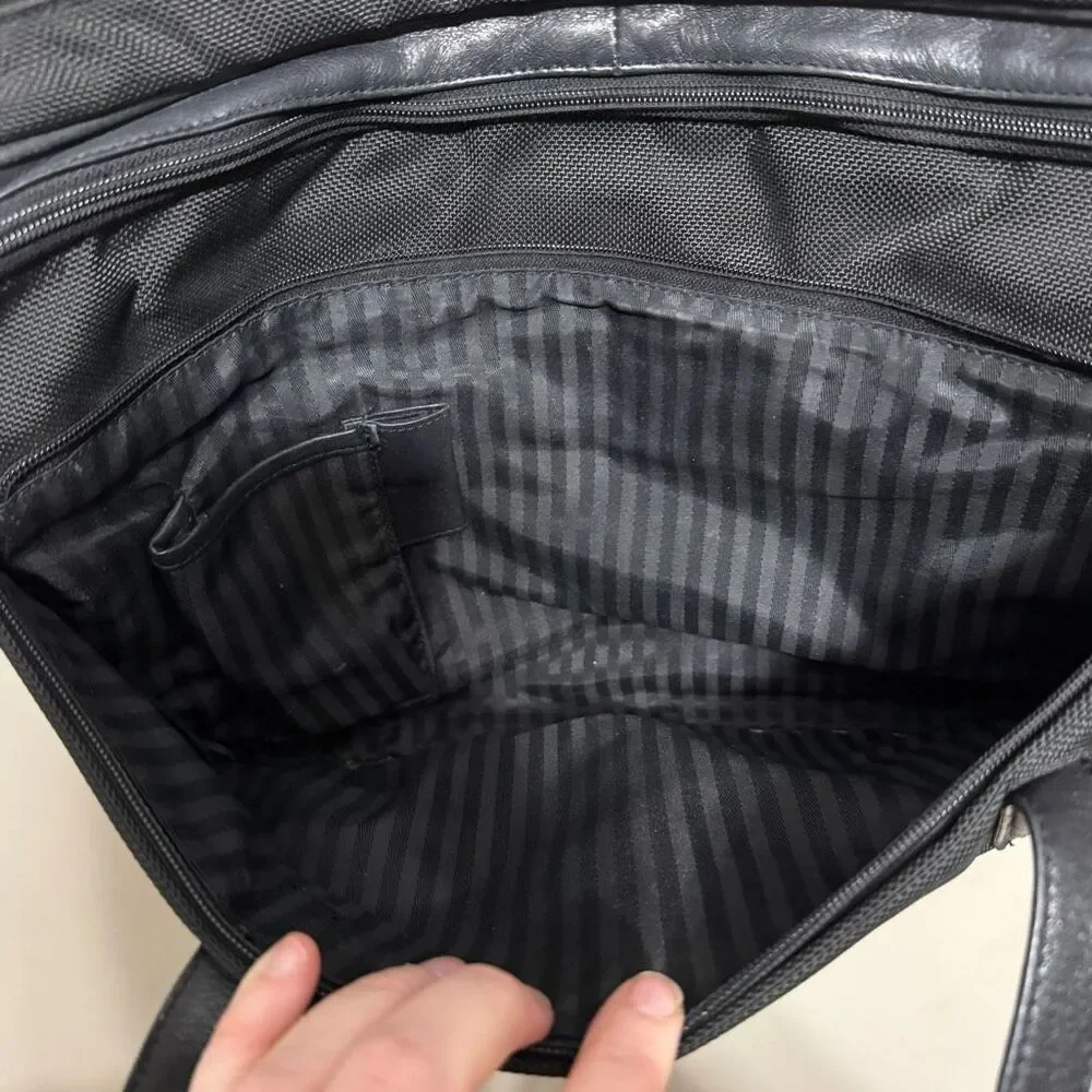Tumi Black Nylon and Leather Tote Bag
